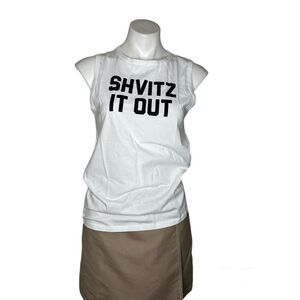 Unkosher Market SHVITZ IT OUT White Tank Top Black Graphic Size XL